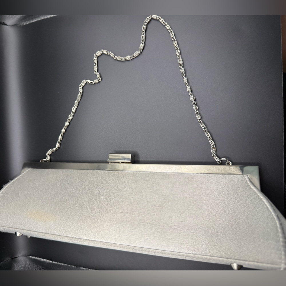 Vintage Carlo Fellini “Julia” Silver Baguette Style Evening Clutch